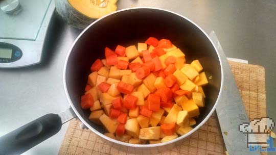 Pumpkin and carrot curry for Brain Food Lunch from Earthbound game series.