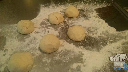 Roti bread dough formed into balls for Brain Food Lunch from Earthbound game series.