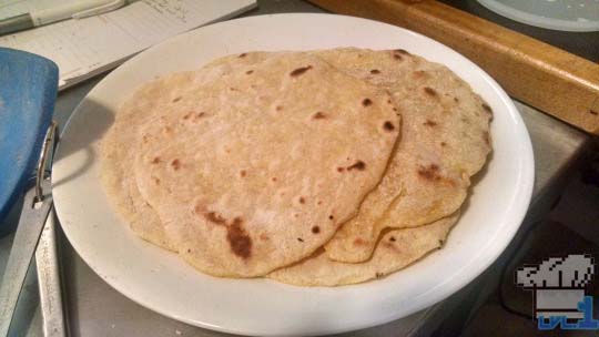 Cooked roti bread for Brain Food Lunch from Earthbound game series.