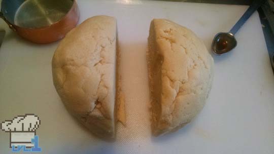 Vanilla dough split in half for checkerboard cookies.