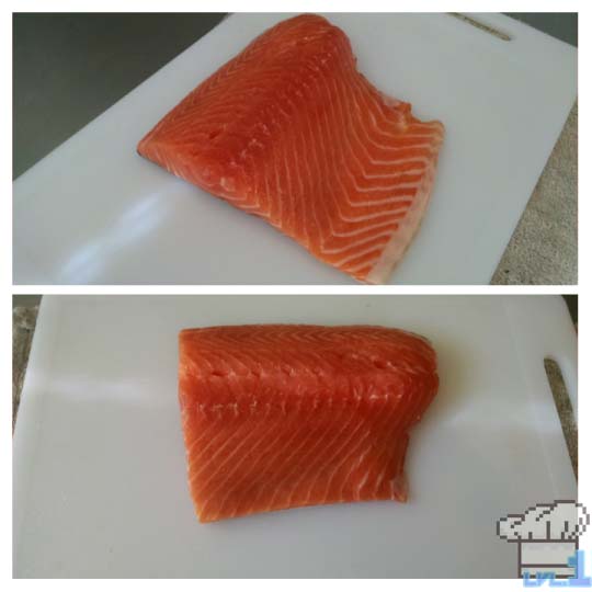 A deboned and de-skinned filet of salmon.