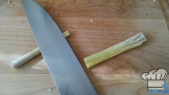 Lemongrass chopped in half for the Simple Soup recipe from the Legend of Zelda Twilight Princess game series.