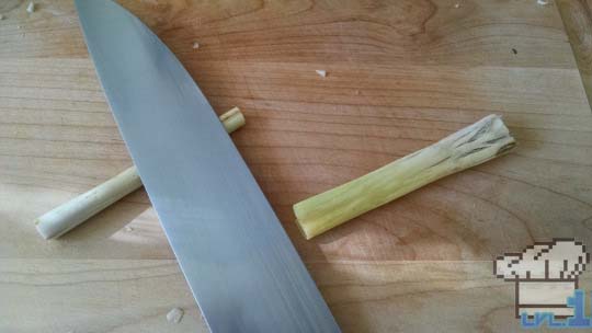 Lemongrass chopped in half for the Simple Soup recipe from the Legend of Zelda Twilight Princess game series.