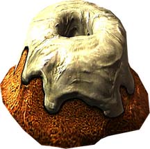 Pixel sprite of a sweetroll from the Elder Scrolls Skyrim game series.