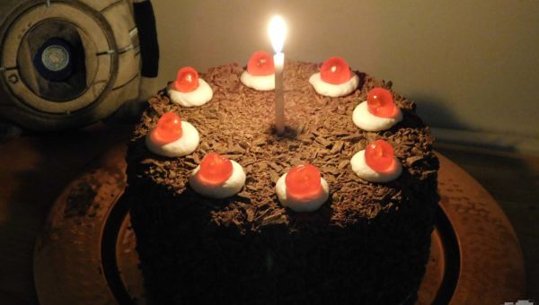 Finished recipe for the chocolate cake from the Portal game series.