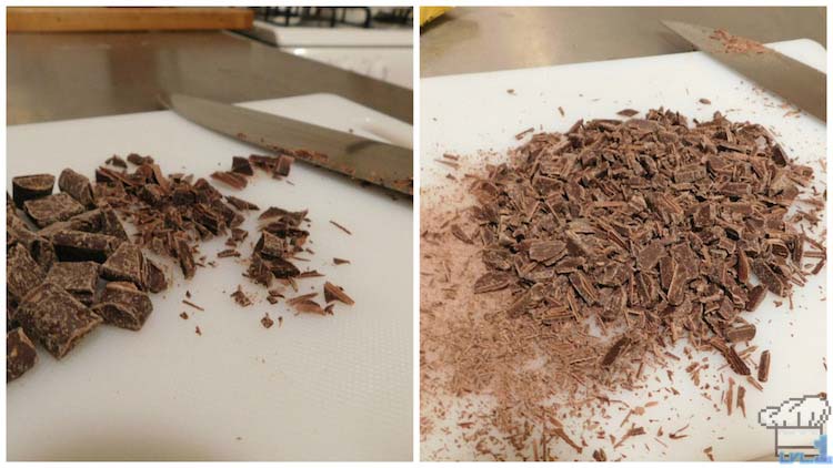 Chopped up chocolate shavings to decorate the top and sides of the Portal cake.