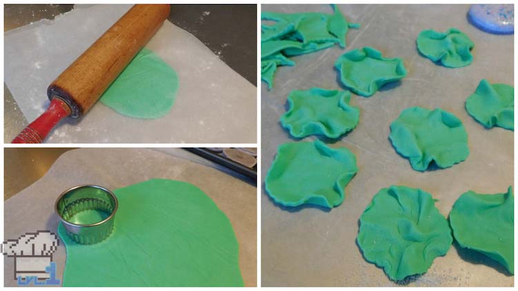 Glamburger fondant lettuce leaf rolling out and crimping.