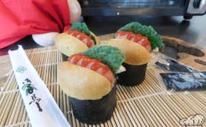 Finished Hot Dog Sushi recipe from the Earthbound and Mother 3 game series.