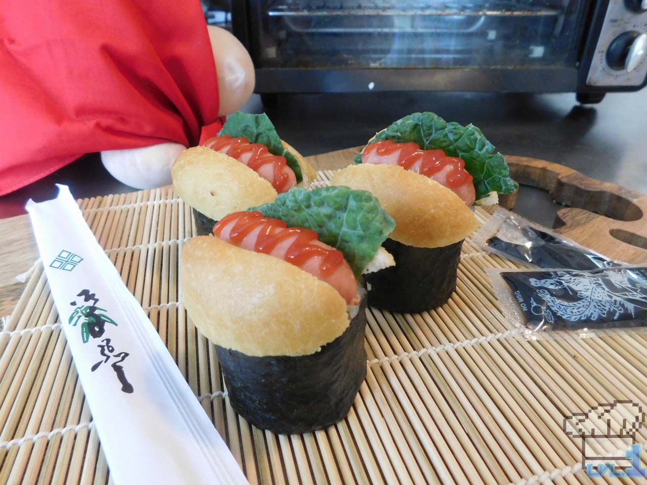 Finished Hot Dog Sushi recipe from the Earthbound and Mother 3 game series.