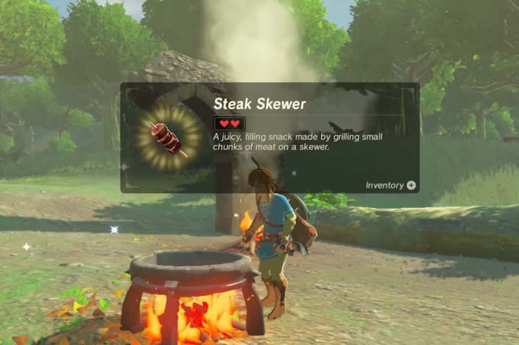 Screenshot of the Grilled Steak Skewer item from the Legend of Zelda Breath of the Wild game series.