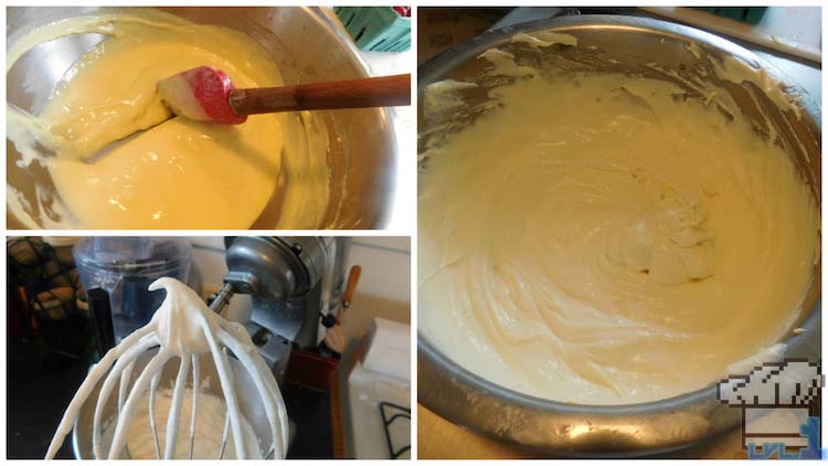 Making the whipped cream for the bavarian cream for the strawberry frasier cake.