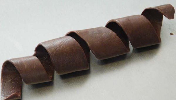 Completed chocolate plastic spiral garnish for the top of the cannon car from the Legend of Zelda Spirit Tracks game series.