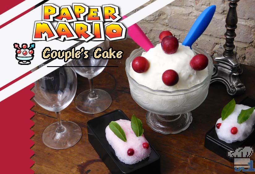 Finished Couple's Cake Snow Ice Cream recipe from the Super Mario Bros Paper Mario Thousand Year Door game series.