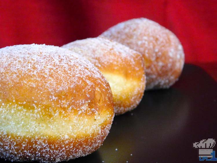 Close up of the sugared malasada doughnuts from the Pokemon game series.