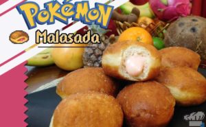 The finished recipe of big malasada doughnuts from the Pokemon game series.