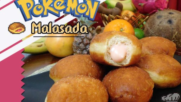 The finished recipe of big malasada doughnuts from the Pokemon game series.