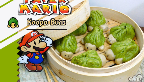 Cover photo of the finished recipe of Koopa Buns from the Super Mario Bros Paper Mario Thousand Year Door game series.