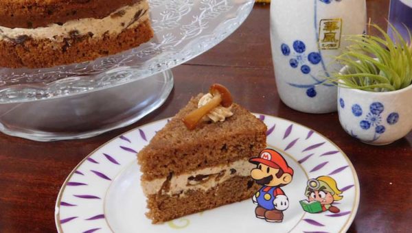 Slice of mushroom Shroom Cake from the Paper Mario Thousand Year Door game series.