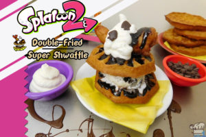 Finished recipe of the Double Fried Super Shwaffle from the Splatoon video game series.