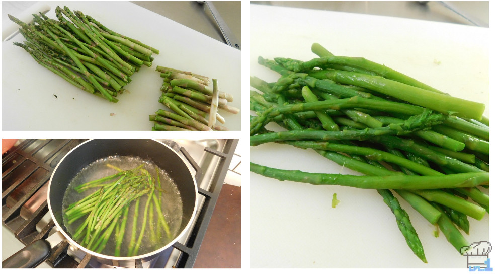 blanching the asparagus for the asparagus donut from the Princess Tomato in the Salad Kingdom video game