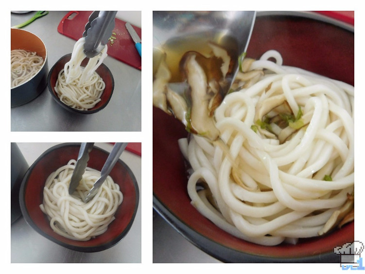Arranging the noodles in the bowl for the savory squab udon from the Hunt Cook: Catch and Serve mobile game