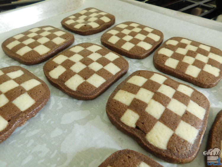 Fresh baked checkerboard cookies for the Succulent Mattress recipe from the Pikmin 2 video game
