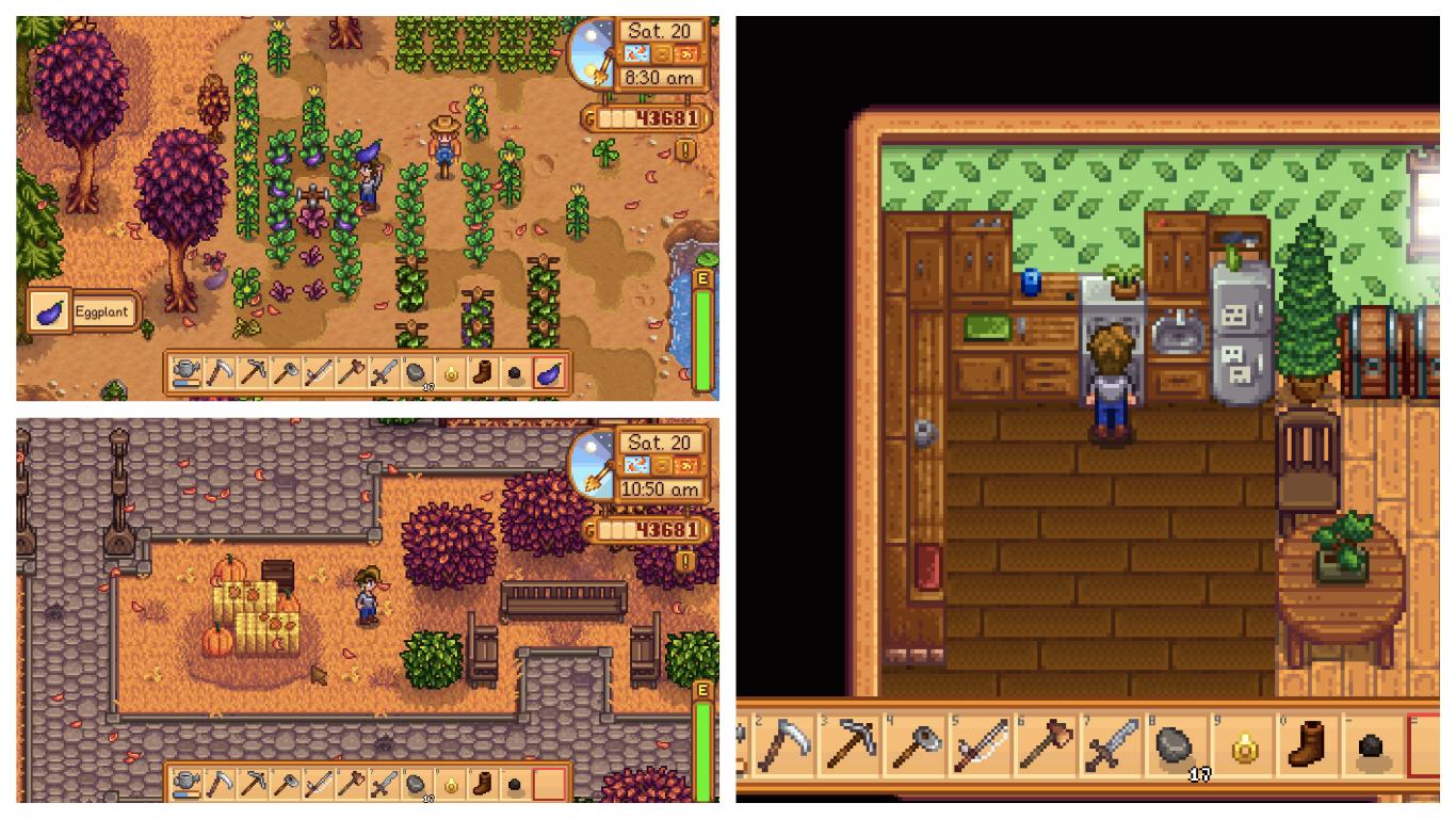 Screenshots from the Stardew Valley video game