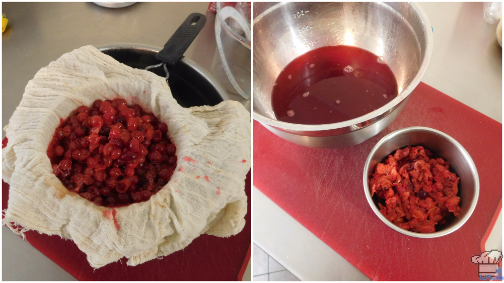 straining the cranberries for the cranberry candy recipe from the stardew valley video game