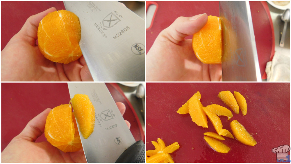 cutting an orange for the super meal recipe from the stardew valley video game