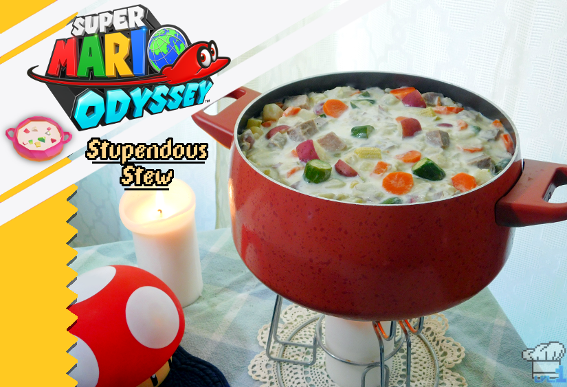 Completed recipe for the stupendous stew from the Super Mario Odyssey video game 